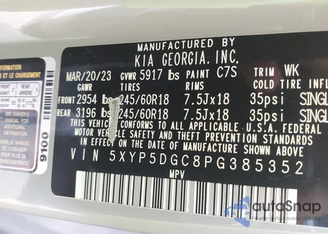2023 Kia Telluride Sx/Sx X-Line/Sx X-Pro/Sx Prestige/Sx Prest X-Ln/Sx Prest X-Pro from USA, damaged, VIN 5XYP5DGC8PG385352